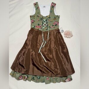 Edelnice Oktoberfest German Corset dress, Size EU 40 (Us 6), Green & brown